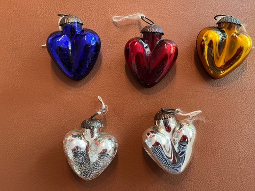 Glas herz bauernsilber - 5x, aus