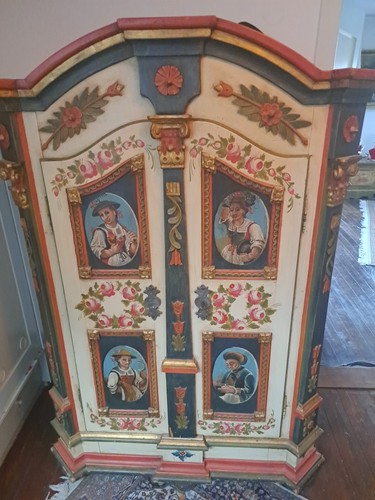 Bemalter schrank bauernmöbel - schrank,